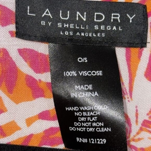 Laundry By Shelli Segal Orange & Red Leaf Print Kimono Cardigan O/S Viscose Wome - Picture 4 of 5